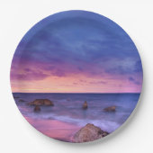 Mooie zonsondergang Kustfoto Verjaardag Papieren Bordje (Voorkant)