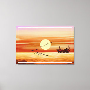 Mooie zonsondergang landschap decoratieve achtergr canvas afdruk