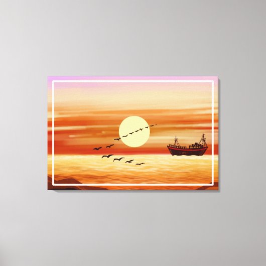 Mooie zonsondergang landschap decoratieve achtergr canvas afdruk (Voorkant)