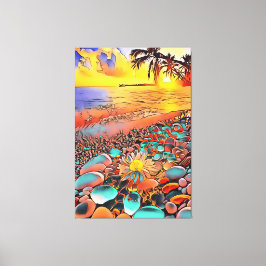 Mooie Zonsondergang Landschap in Digitale Kunst Sc Canvas Afdruk