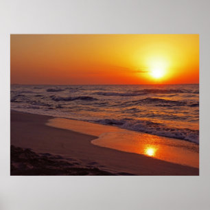Mooie Zonsondergang Landschapsillustratie Poster