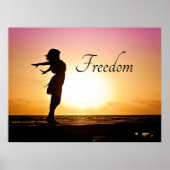 Mooie zonsondergang met de vrijheid van meisjes poster (Voorkant)