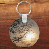Mooie zonsondergang met takken sleutelhanger (Voorkant)