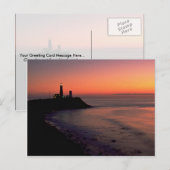 Mooie zonsondergang: Montauk Point Light House, la Briefkaart (Voorkant / Achterkant)