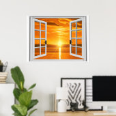 Mooie zonsondergang nepscherm weergave poster (Thuiskantoor)