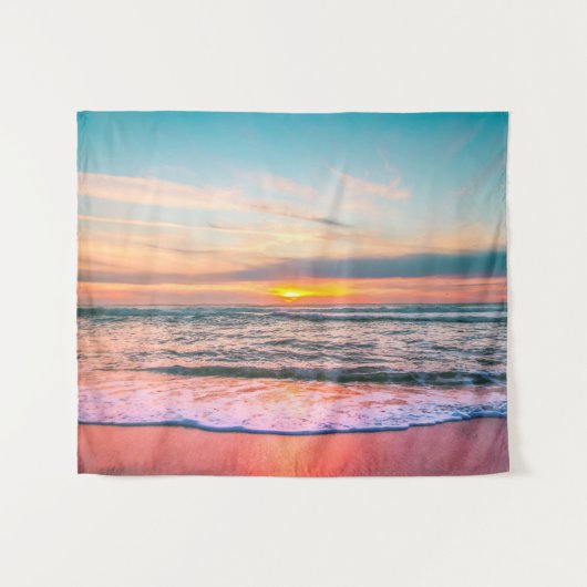 Mooie zonsondergang op de Beach Tapestry Wandkleed (Voorkant (horizontaal))