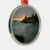 Mooie zonsondergang op de Shore Cliffs Metalen Ornament (Rechts)