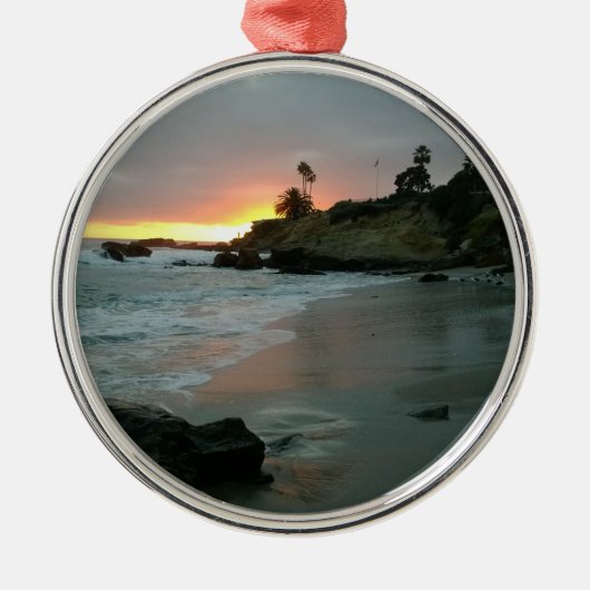 Mooie zonsondergang op de Shore Cliffs Metalen Ornament (Voorkant)