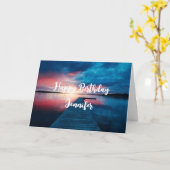 Mooie zonsondergang op een Calm Lake Verjaardag Kaart (Gele Bloem)