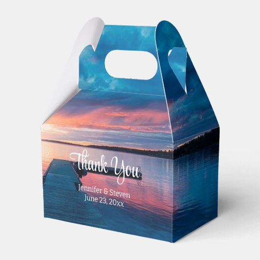 Mooie zonsondergang op een kalme Lake bruiloft dan Bedankdoosjes (Voorkant Zijde)