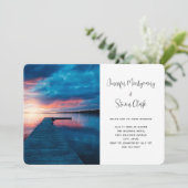 Mooie zonsondergang op een kalme Lake bruiloft Kaart (Staand voorkant)