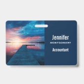 Mooie zonsondergang op een rustig meer badge (Achterkant)