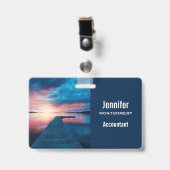 Mooie zonsondergang op een rustig meer badge (Voorzijde met clip)