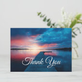 Mooie zonsondergang op een rustig meer bedankkaart (Staand voorkant)