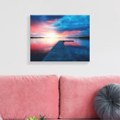 Mooie zonsondergang op een rustig meer canvas afdruk (Insitu (Woonkamer))