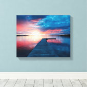 Mooie zonsondergang op een rustig meer canvas afdruk (Insitu (Houten vloer))