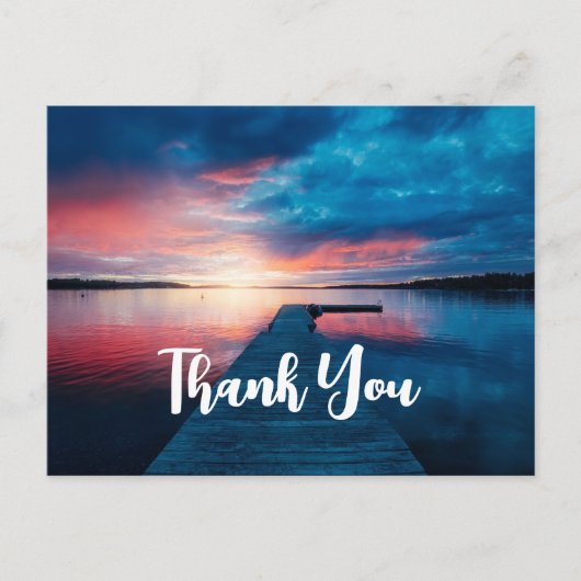 Mooie zonsondergang op een rustig meer dank u briefkaart (Voorkant)