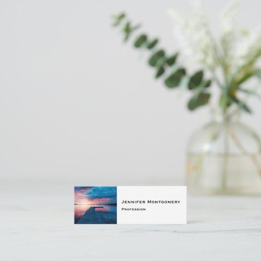 Mooie zonsondergang op een rustig meer mini visitekaartje (Staand voorkant)