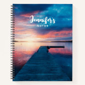 Mooie zonsondergang op een rustig meer notitieboek (Voorkant)