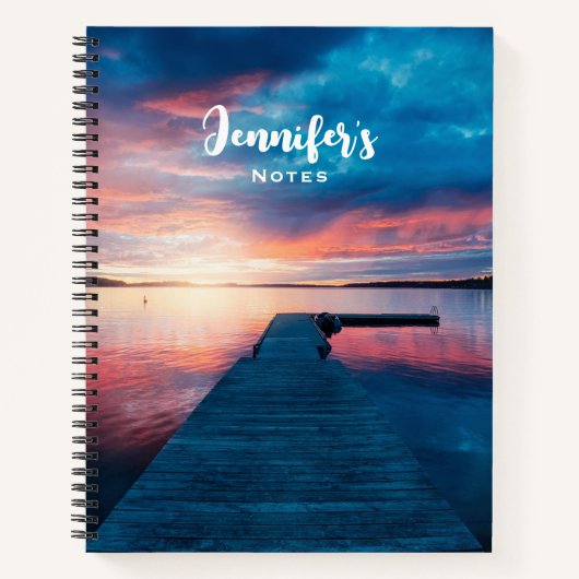 Mooie zonsondergang op een rustig meer notitieboek (Voorkant)