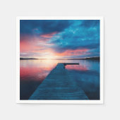 Mooie zonsondergang op een rustig meer servet (Voorkant)