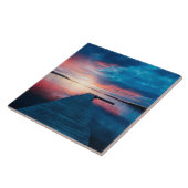 Mooie zonsondergang op een rustig meer tegeltje (Zijkant)