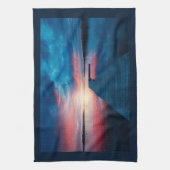 Mooie zonsondergang op een rustig meer theedoek (Verticaal)