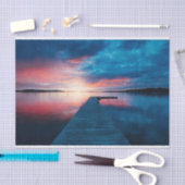 Mooie zonsondergang op een rustig meer tissuepapier (Craft)