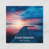 Mooie zonsondergang op een rustig meer vierkante visitekaartje (Voorkant)