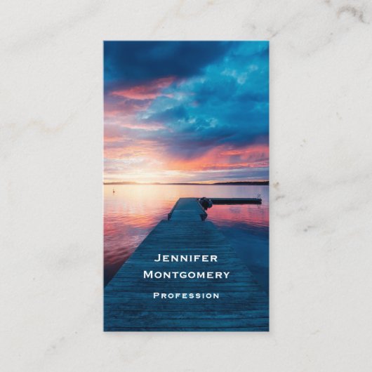 Mooie zonsondergang op een rustig meer visitekaartje (Voorkant)