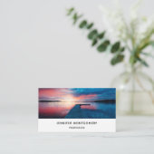 Mooie zonsondergang op een rustig meer visitekaartje (Staand voorkant)