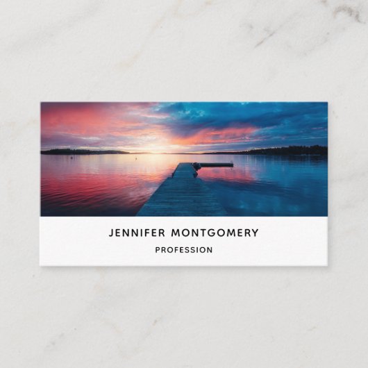 Mooie zonsondergang op een rustig meer visitekaartje (Voorkant)
