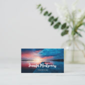 Mooie zonsondergang op een rustig meer visitekaartje (Staand voorkant)