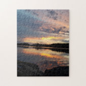 Mooie zonsondergang op het meer legpuzzel (Verticaal)