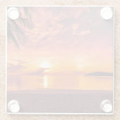 Mooie zonsondergang op het strand glazen onderzetter (Achterkant)