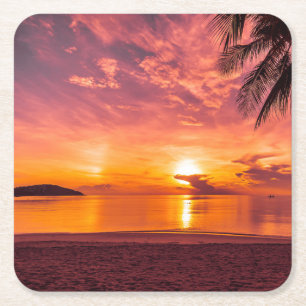 Mooie zonsondergang op het strand kartonnen onderzetters