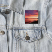 Mooie zonsondergang op het strand vierkante button 5,1 cm (In situ)