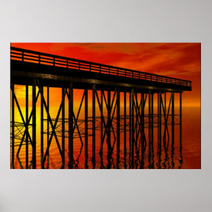 Mooie zonsondergang op Pier 487 Poster