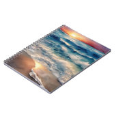 Mooie zonsondergang over Beach Waves Notitieboek (Linkerzijde)