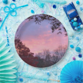 Mooie zonsondergang over bomen papieren bordje (Feest)