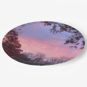 Mooie zonsondergang over bomen papieren bordje (Gekanteld)