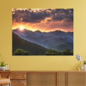 Mooie zonsondergang over de bergen canvas afdruk (Insitu (Woonkamer))