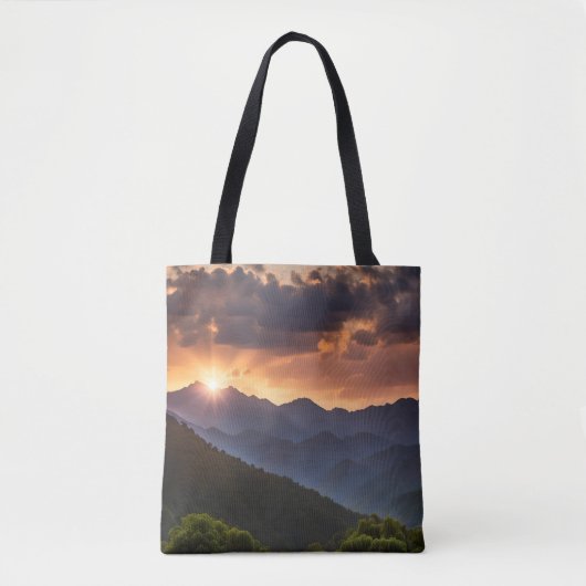 Mooie zonsondergang over de bergen tote bag (Voorkant)