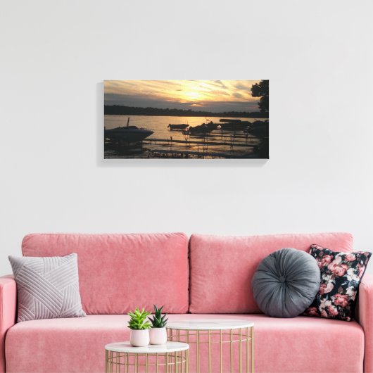 Mooie zonsondergang over het meer Ontario Fair Hav Canvas Afdruk (Insitu (Woonkamer))