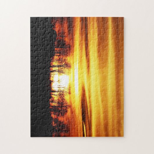 Mooie zonsondergang over het veld legpuzzel (Verticaal)