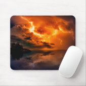 Mooie zonsondergang over het water met blikseminsl muismat (Met muis)