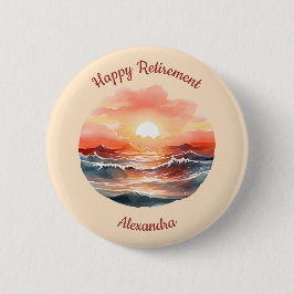 Mooie Zonsondergang Over Oceaan Golven Pensioen Ronde Button 5,7 Cm