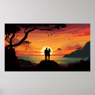 Mooie zonsondergang poster
