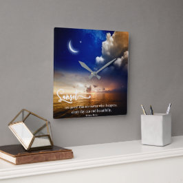Mooie Zonsondergang Wandklok met Citaat