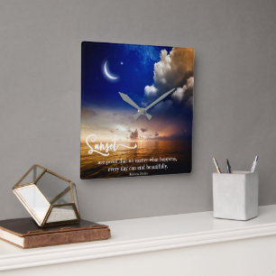 Mooie Zonsondergang Wandklok met Citaat